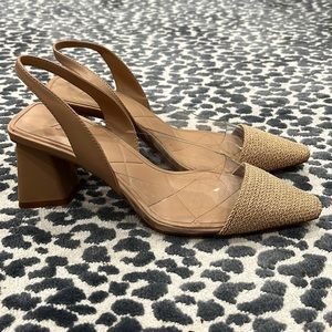 Zara heeled sling back vinyl shoe size 37